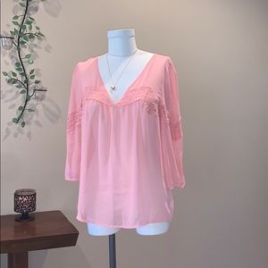 LC Lauren Conrad coral lace tunic style top